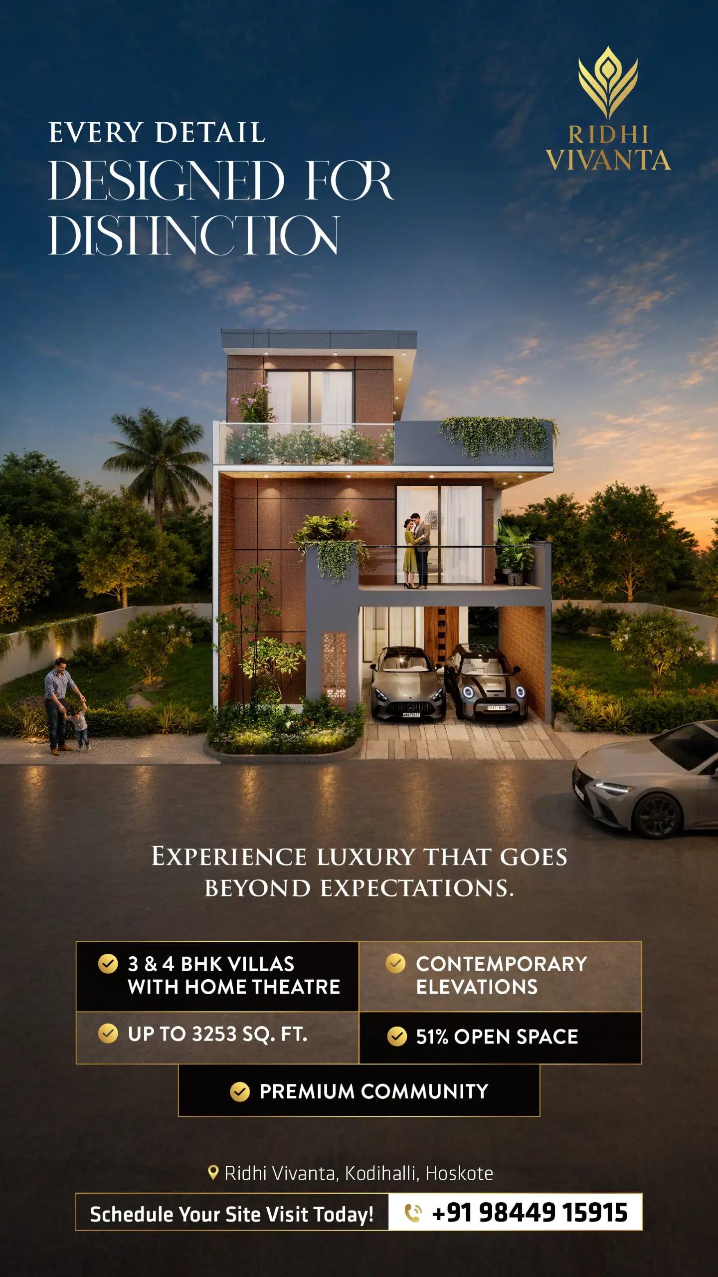 RidhiVivanta 4bhk villa development project with 1 Home Theater